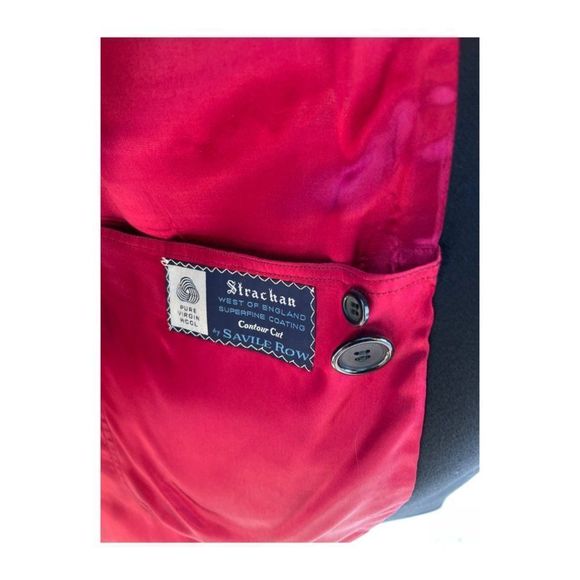 Savile Row Hand Tailored Black Virgin Wool Coat Overcoat Contour Cut - Picture 8 of 11